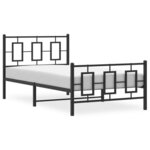 vidaXL Cadre de lit métal avec tête de lit/pied de lit noir 100x190 cm