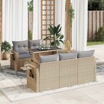 vidaXL Salon de jardin avec coussins 6 Pièces beige résine tressée