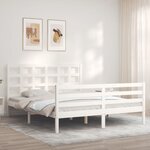 vidaXL Cadre de lit sans matelas blanc 160x200 cm bois massif