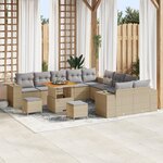 Ensemble de Canapé de Jardin vidaXL 13 Pièces avec Coussins Beige Rattan Acacia