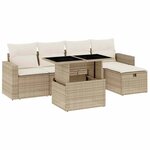 vidaXL Salon de jardin avec coussins 6 Pièces beige résine tressée