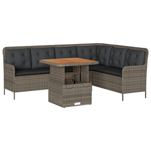 vidaXL Salon de jardin 2 Pièces avec coussins Gris Résine tressée