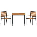 vidaXL Ensemble de salle à manger de jardin 3 pièces Noir Poly Rattan Acacia
