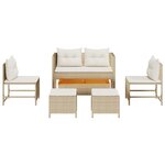 vidaXL Ensemble de canapé de jardin 6 Pièces Beige  crème polyrotin