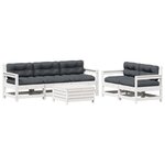 vidaXL Salon de jardin avec coussins 6 Pièces blanc bois de pin massif