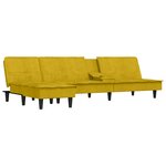 vidaXL Canapé-lit en forme de L jaune 255x140x70 cm velours