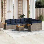 vidaXL Salon de jardin 10 Pièces avec coussins gris résine tressée