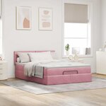 vidaXL Cadre de lit ottoman avec matelas rose 140x190 cm velours