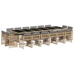 vidaXL Ensemble à manger de jardin et coussins 17 Pièces mélange beige