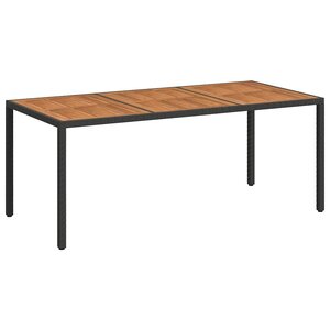 vidaXL Table de jardin 190x90x75 cm Résine tressée et bois acacia Noir