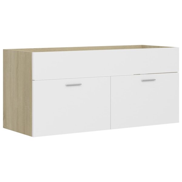 vidaXL Armoire d'évier Blanc et chêne sonoma Bois d’ingénierie