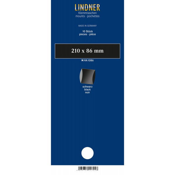 Bandes double soudure 210 x 86 mm pour timbres-poste. Fond - Noir