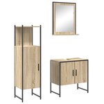 Ensemble de meubles de salle de bain 3 pièces vidaXL en chêne Sonoma bois d'ingénierie