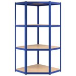vidaXL Étagère d'angle à 4 niveaux Bleu Acier et bois d'ingénierie