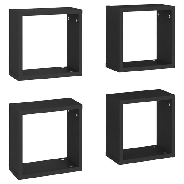 vidaXL Étagères cube murales 4 Pièces noir 30x15x30 cm