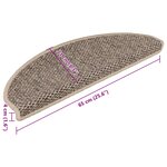 vidaXL Tapis d'escalier autocollants 15 Pièces 65x21x4 cm Beige foncé