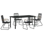 vidaXL Ensemble de 5 chaises de jardin Noir Rattan PVC