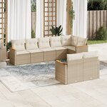 vidaXL Salon de jardin avec coussins 8 Pièces beige résine tressée