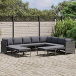 vidaXL Salon de jardin 12 Pièces avec coussins Résine tressée Gris