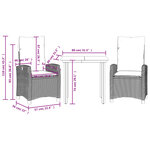 vidaXL Ensemble à manger de jardin 3 Pièces et coussins marron poly rotin