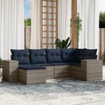 vidaXL Salon de jardin 6 Pièces avec coussins gris résine tressée