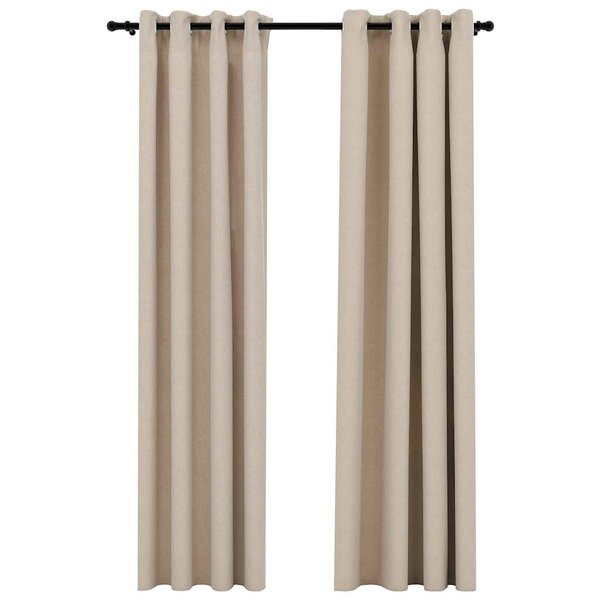 vidaXL Rideaux occultants aspect lin avec œillets 2Pièces beige 140x225cm