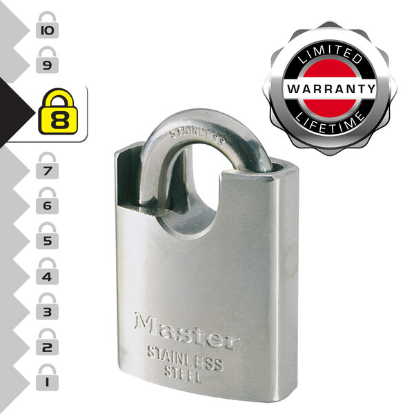 550EURD Cadenas Marin à Clé avec Anse Protégée  Gris  9 x 5 x 2 3 cm