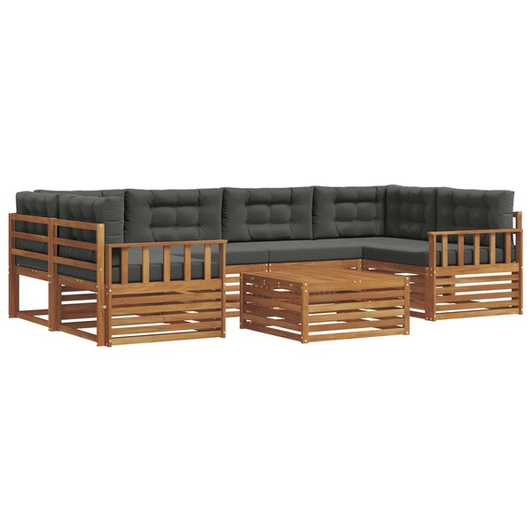 vidaXL Ensemble de canapés d'extérieur 7 Pièces Naturel et Anthracite