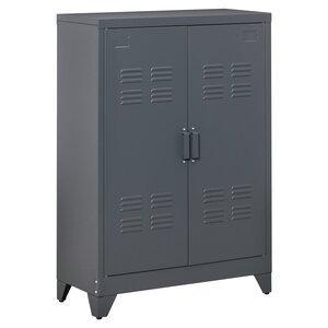 Armoire de bureau 75 x 33 x 110 cm rangement modulable étagères réglables style industriel en métal gris anthracite 21_0002842