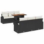 vidaXL Ensemble de canapé de jardin avec coussin 7 Pièces Noir et crème