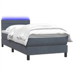 vidaXL Sommier à lattes de lit et matelas et LED gris foncé 90x210 cm velours