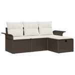 Set de 4 pièces de canapés de jardin avec coussins marron en poly rotin