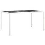 vidaXL Table de jardin pour repas Blanc 150 x 90 x 75 cm Poly rotin