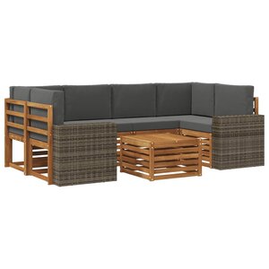 vidaXL Ensemble de canapés d'extérieur 7 pc Naturel et Anthracite