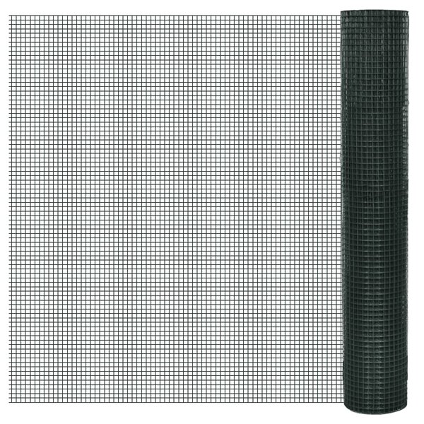 vidaXL Grillage Acier galvanisé et revêtement en PVC 25 x 1 m Vert
