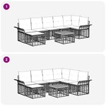 vidaXL Ensemble de canapés d'extérieur 8 Pièces Noir et Gris foncé