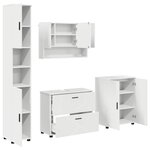 vidaXL Ensemble de mobilier de salle de bain avec tiroir 4 Pièces Blanc