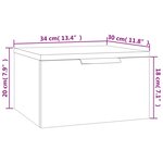 vidaXL Table de chevet murale noir 34x30x20 cm