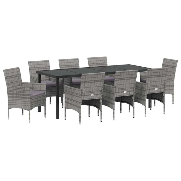 vidaXL Ensemble de salle à manger pour jardin 9 Pièces Gris polyrotin