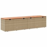 vidaXL Boîte de rangement de jardin beige résine tressée bois d'acacia