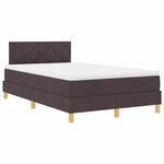 vidaXL Lit à ressort LED Marron foncé 120 x 190 cm tissu