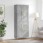 vidaXL Buffet haut Gris béton 69 5x34x180 cm Bois d'ingénierie