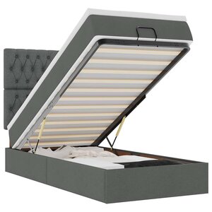vidaXL Cadre de lit ottoman avec matelas gris foncé 90x190 cm tissu
