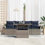 vidaXL Ensemble de canapé de jardin avec coussin 5 Pièces Gris Poly rotin