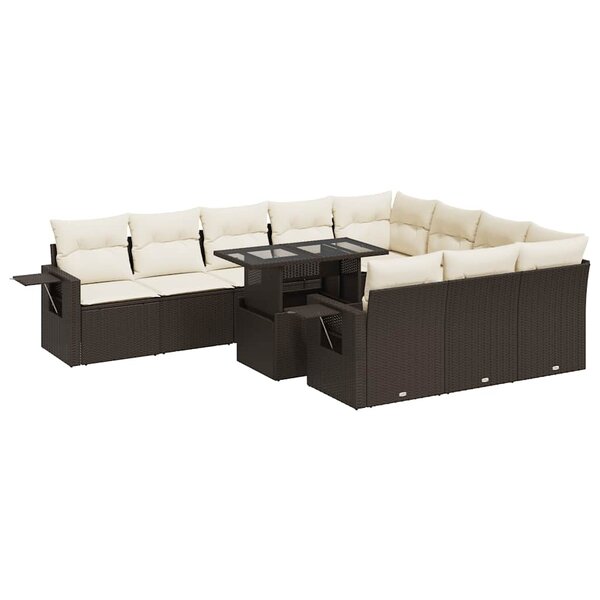 vidaXL Salon de jardin et coussins 11 Pièces marron résine tressée