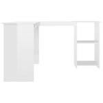 vidaXL Bureau d'angle en forme de L Blanc brillant Bois d'ingénierie
