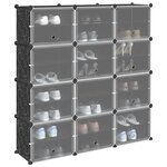 vidaXL Cubes de rangement 12 Pièces avec portes noir PP
