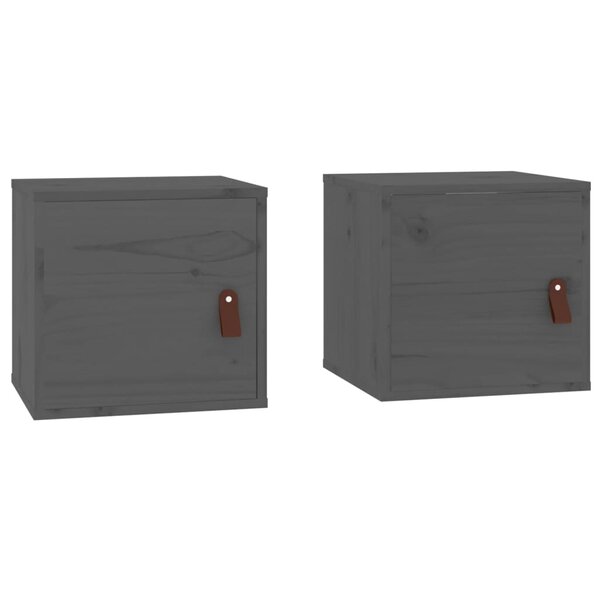 vidaXL Armoires murales 2 Pièces Gris 31 5x30x30 cm Bois de pin massif