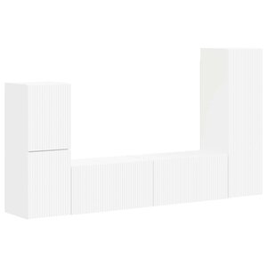 vidaXL Ensemble meuble TV Montage mural 4 Pièces Blanc Bois d'ingénierie