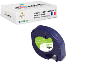 1 ruban 91200 s0721510 compatible pour etiqueteuses dymo letratag - 12mm x 4m noir sur blanc